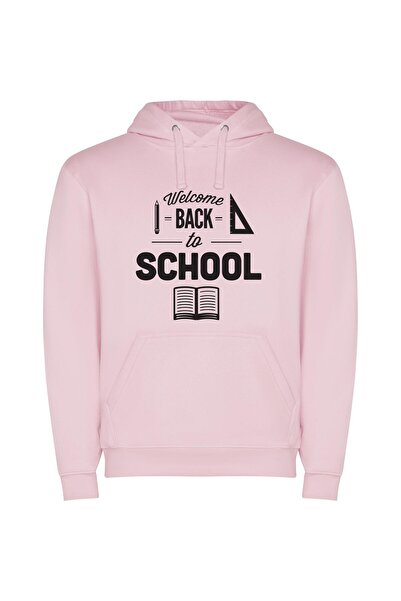iLovePrints Vintage Welcomes School Days Φούτερ με κουκούλα σε χρώμα Ροζ