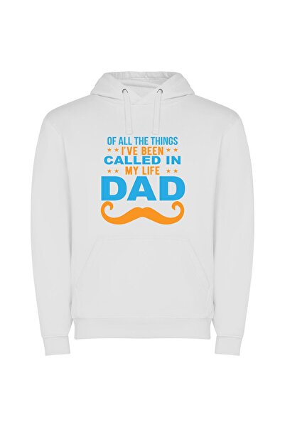 iLovePrints Dad's Stylized Identity Card Φούτερ με κουκούλα σε χρώμα Λευκό