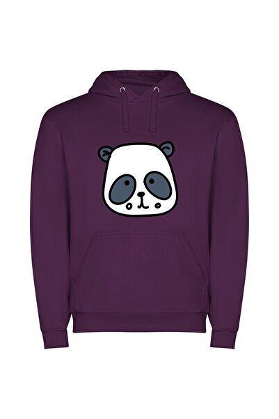iLovePrints Panda Perfection! Φούτερ με κουκούλα σε χρώμα Μωβ