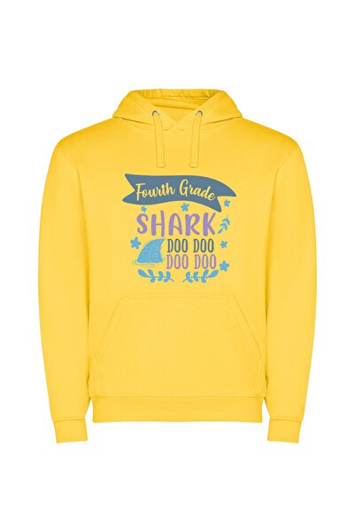 iLovePrints Sharp Shark Graphic Art Φούτερ με κουκούλα σε χρώμα Κίτρινο