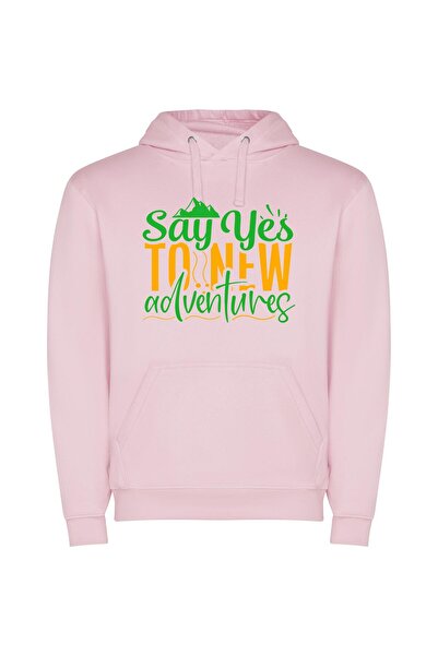 iLovePrints Embrace New Adventures Today! Φούτερ με κουκούλα σε χρώμα Ροζ