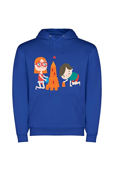 iLovePrints Sandcastle Builders: Kids' Illustration Φούτερ με κουκούλα σε χρώ...