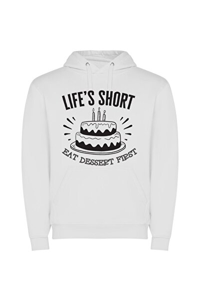 iLovePrints Sweet Life's First Bite Φούτερ με κουκούλα σε χρώμα Λευκό