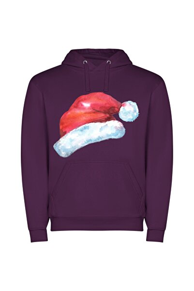 iLovePrints Festive Hatception: Digital Watercolor Φούτερ με κουκούλα σε χρώμ...