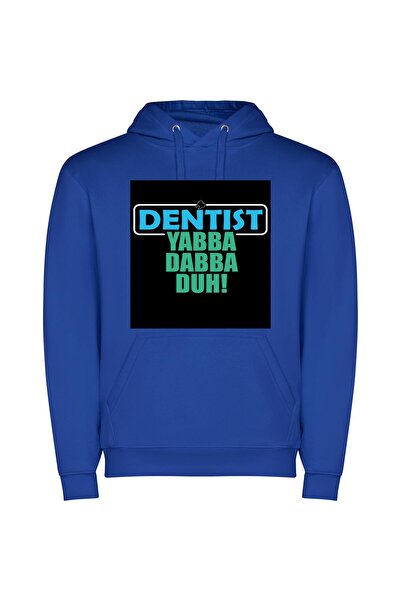 iLovePrints Colorful Dentist Sticker Madness Φούτερ με κουκούλα σε χρώμα Μπλε