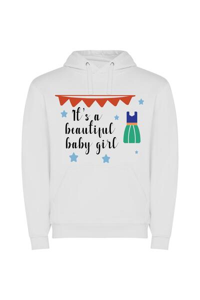 iLovePrints Beautiful Baby Girl Bliss Φούτερ με κουκούλα σε χρώμα Λευκό