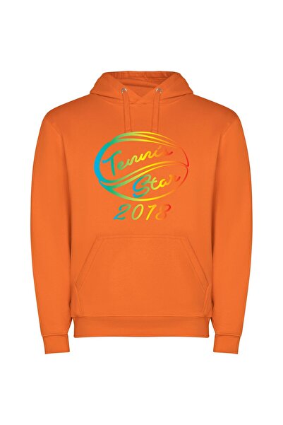 iLovePrints Tennis Star Teaser Ball Φούτερ με κουκούλα σε χρώμα Πορτοκαλί