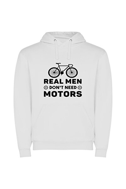iLovePrints Bicycle: Real Men Ride Φούτερ με κουκούλα σε χρώμα Λευκό