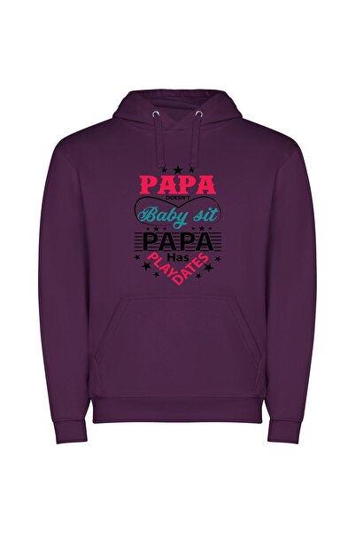 iLovePrints Papa's Baby Sit Combo Φούτερ με κουκούλα σε χρώμα Μωβ
