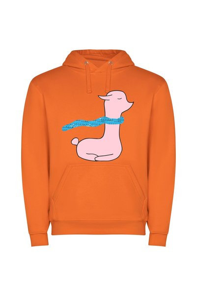 iLovePrints Elegant Ribboned Pink Duck Φούτερ με κουκούλα σε χρώμα Πορτοκαλί