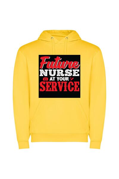 iLovePrints Nursing: Future Servant Φούτερ με κουκούλα σε χρώμα Κίτρινο
