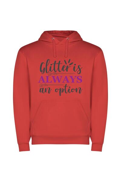 iLovePrints Glamour in Every Glitter Φούτερ με κουκούλα σε χρώμα Κόκκινο