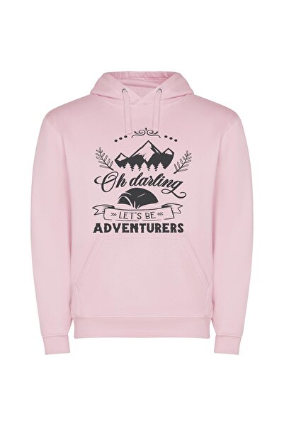iLovePrints Mountain Adventurers: Official Art Φούτερ με κουκούλα σε χρώμα Ροζ