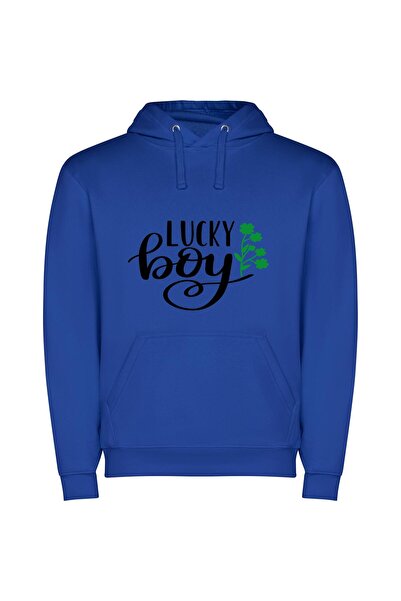 iLovePrints Lucky Lad: St Patrick's Φούτερ με κουκούλα σε χρώμα Μπλε