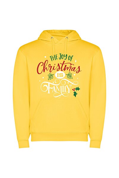 iLovePrints Joyful Holiday Greetings Φούτερ με κουκούλα σε χρώμα Κίτρινο