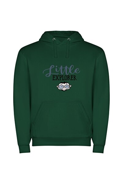 iLovePrints Adventurous Little Explorers Φούτερ με κουκούλα σε χρώμα Πράσινο