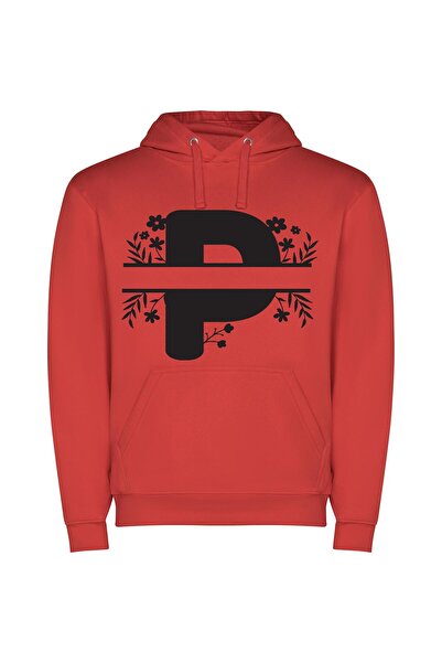 iLovePrints Floral Pictorial Logo Φούτερ με κουκούλα σε χρώμα Κόκκινο