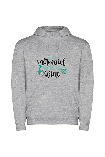 iLovePrints Wine-Drenched Aquatic Royalty Φούτερ με κουκούλα σε χρώμα Γκρι