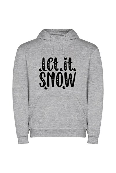 iLovePrints Snowflakes and Winter Glow Φούτερ με κουκούλα σε χρώμα Γκρι