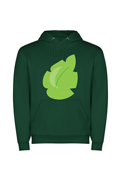 iLovePrints Leafy Green Emblem Φούτερ με κουκούλα σε χρώμα Πράσινο