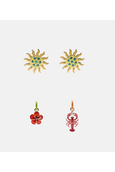 Venus Design مجموعة من 4 أقراط شمسية من الفولاذ