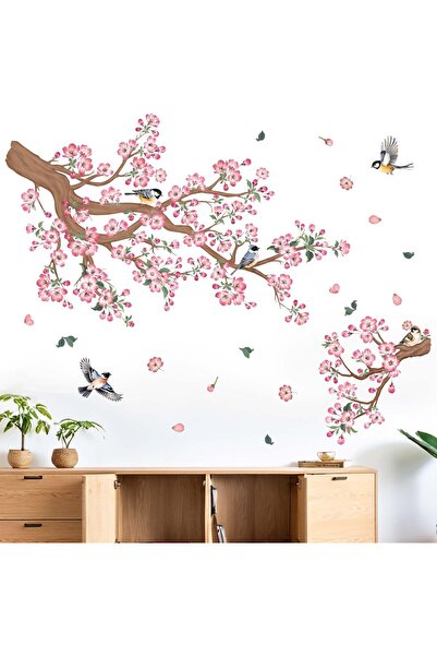 Amimagen Cherry Blossom Wall Stickers for Bedroom: Peel and Stick Pink Flower...