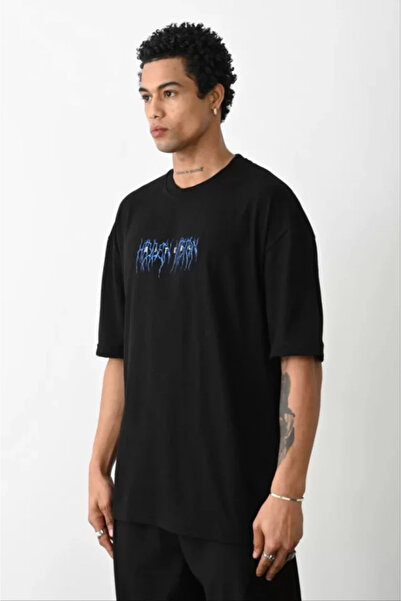 pazarella Unisex printed oversize t-shirt - black