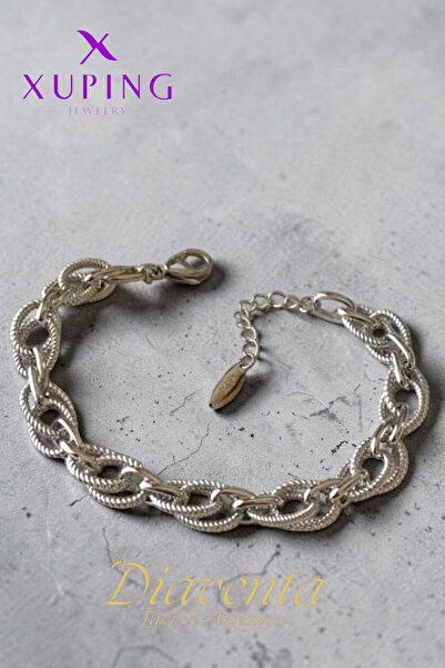 DİAVENTA TAKI VE AKSESUAR Xuping Silver Color Twisted Hoop Steel Bracelet Wom...