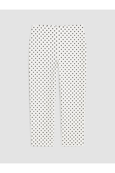 LC Waikiki Ecru High Waist Polka Dot Women's Capri