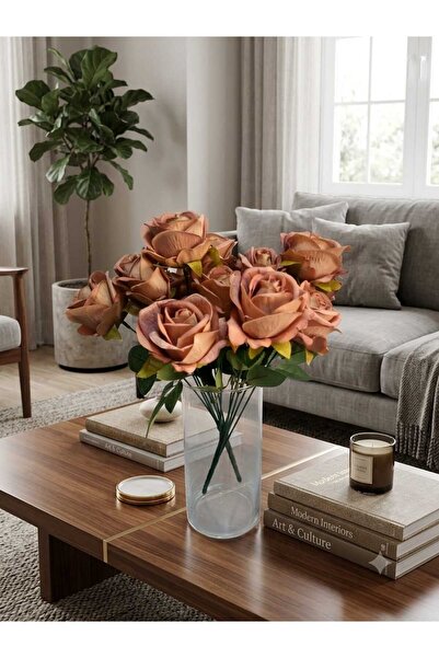 MAKİ DEKOR Yapay Çiçek Gül 2 Adet 7 li Demet 37 Cm Dekoratif Modern Vazo Dekoru