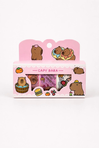 Bereketli Store Capy Bara 4-Piece Patterned Tape Set Pink |   Decorative Colo...