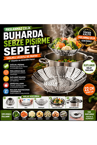 Ufak Tefek Şeyler Paslanmaz Çelik Buharda Sebze Pişirme Sepeti Tencere Içi Ka...