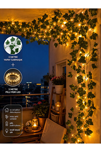 Gülfa Giftbox Ev Balkon Çit Süsleme Dekorasyon 2 Metre 30 Cm Yapay Asma Sarma...