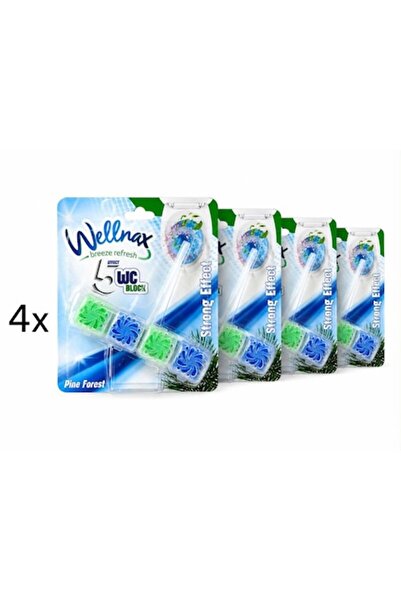Wellnax Set de 4 blocuri WC Breeze Refresh, parfum Pădure de Pin, 5 efecte, 4...