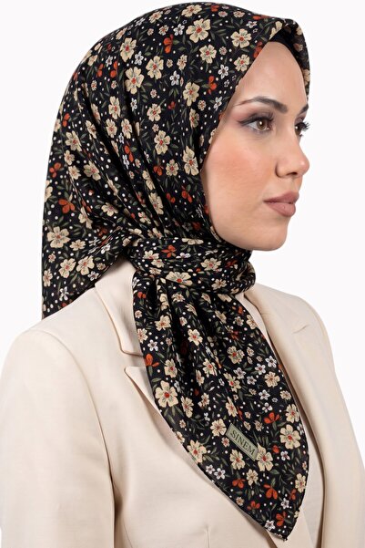 hadiora Women's Black Beige Floral Patterned Daily Use Cotton Stitched Writin...