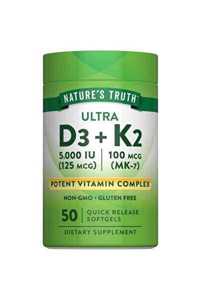 Natures Truth ULTRA D3+K2 POTENT VITAMIN COMPLEX CAPSULES 50'S