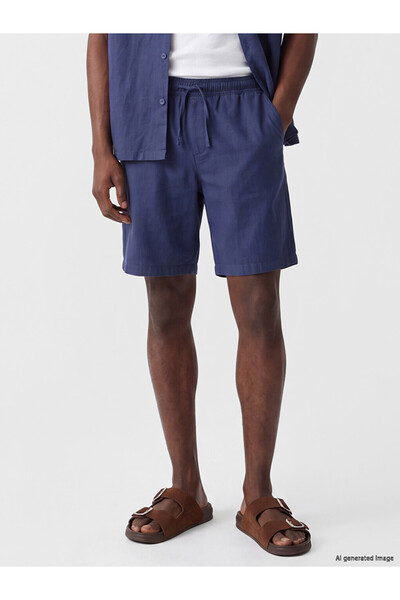 LC Waikiki Peak New Season Purple Regular Fit Linen Look Men's Shorts