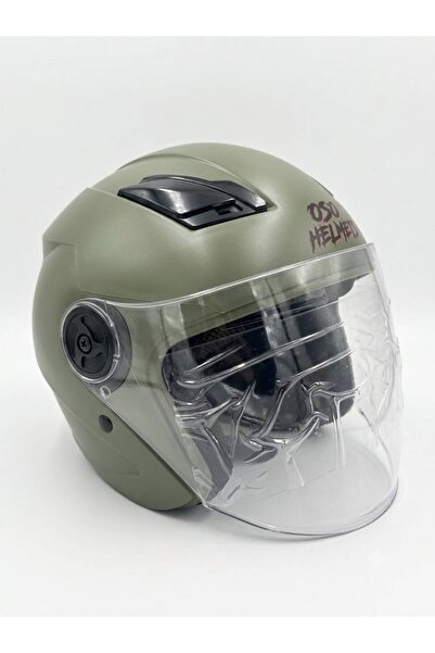 Ümit OSO HELMET YARIM KASK GÖZLÜKLÜ HAKİ YEŞİL - L BEDEN