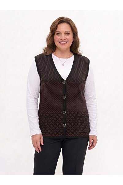 onno style women Patterned Steel Knit Classic Tricot Vest