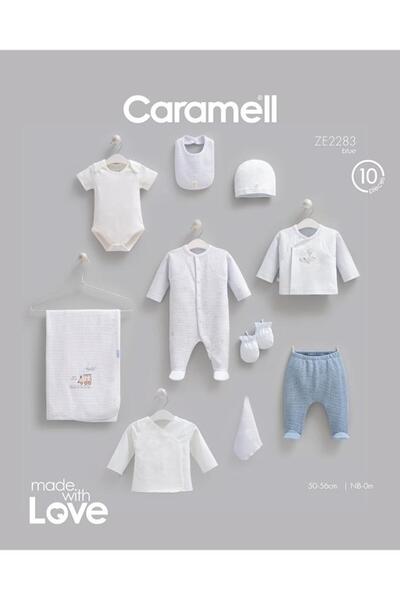 Caramell 100% Cotton Mini Travel 10 Piece Hospital Discharge Bodysuit Set Blu...