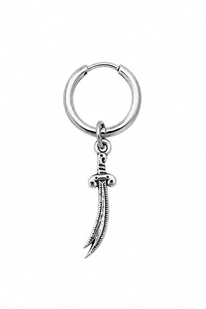 Blisse Piercing Unisex Gümüş Rengi Cerrahi Çelik Sallantılı Zülfikar Kılıcı F...
