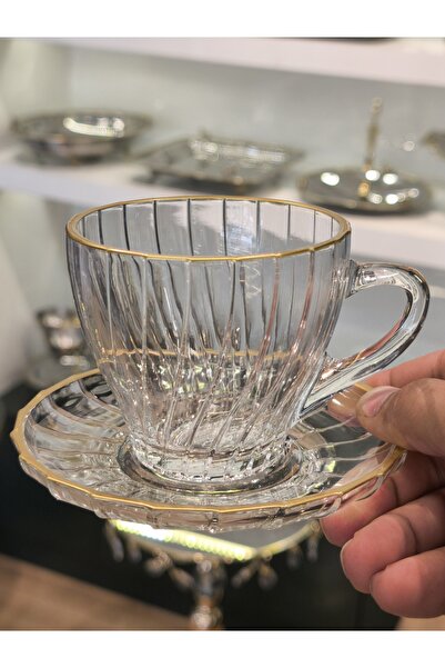 P&ORA PREMIUM KITCHEN PRODUCTS BUKET 4 LÜ GOLD DETAYLI ÇAY FİNCANI 250 CC
