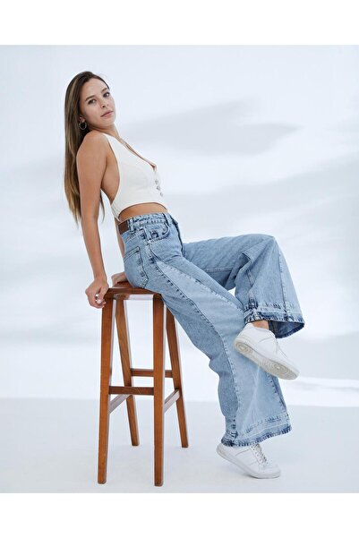 ELCİDO Premium Collection Wide Leg Denim Pantolon