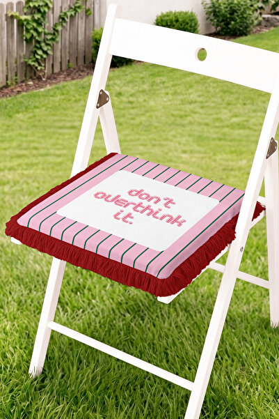 Realhomes Don'T Overthink It Written Striped Retro Design Fringed Zippered Ch...