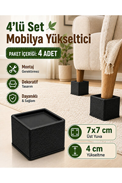PRİNTELLA Dekoratif Mobilya Ayak Yükseltici 4’lü Set – Koltuk, Yatak, Baza ve...