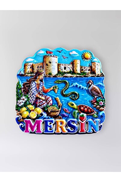 Mundy MERSİN Polyester Kabartmalı Magnet 7 x 6,5 cm Dekoratif Hediyelik Buzdo...