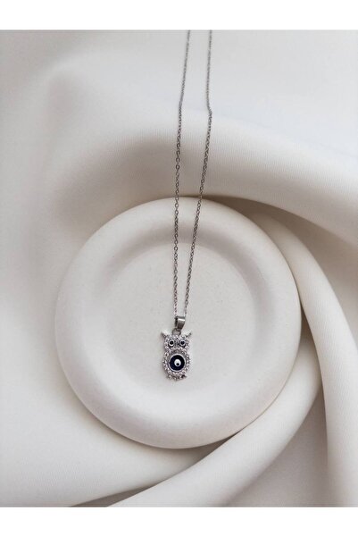 Minne Jewelry-Accessory Baykuş Kolye - Zirkon Taşlı Baykuş Kolye - Gümüş Renk...
