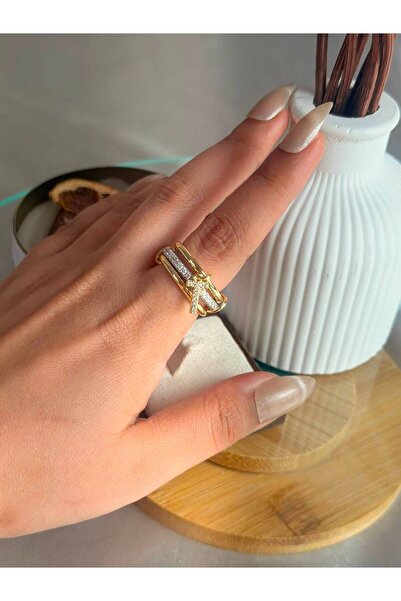 ANKA JEWELLRY خاتم نسائي من الفولاذ على شكل حرف T مرصع بحجر الزركون |   اللون...