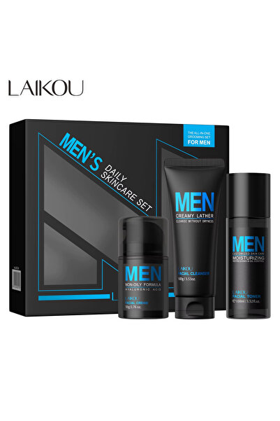 LAIKOU Set de îngrijire a pielii pentru bărbați 3 în 1, Gel de curățare 100g,...