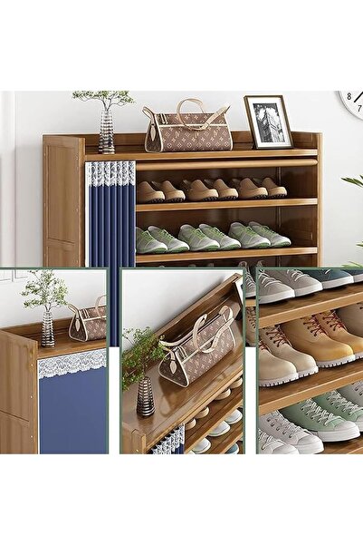 SULFAR Wooden Shoe Rack, Shoe Cabinet with Dustproof Cover,Bamboo Free Standi...